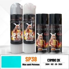 COMBO Sơn SAMURAI màu MÀU XANH PETRONAS SP38 gồm 4 chai đủ quy trình độ bền cao (Lót – Nền 102 - Màu SP38 - Bóng )