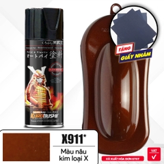 COMBO Sơn SAMURAI màu nâu kim loại X - X911 gồm 4 chai đủ quy trình độ bền cao (Lót - Nền 109A - Màu X911 - Bóng )