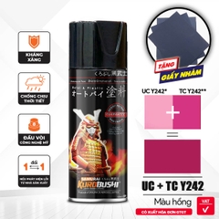 COMBO Sơn xịt SAMURAI - Màu HỒNG Yamaha UC+ TC Y242 gồm 4 chai (Lót  - Nền UCY242 - Màu TCY242 - Bóng )