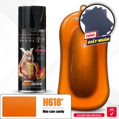 COMBO Sơn Samurai màu cam candy H618 gồm 5 chai đủ quy trình (Lót - Nền 124 - Màu bạc 1701- Màu H618  - Bóng)