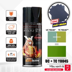 COMBO Sơn Samurai  màu xanh lá  Yamaha UC+ TC Y8045 gồm 4 chai đủ quy trình (Lót - Nền UCY8045  - Màu TCY8045 - Bóng)