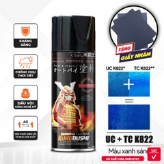 COMBO Sơn Samurai Màu xanh sáng Kawasaki UC+TC K822 gồm 4 chai đủ quy trình(Lót  - Nền UCK822 - Màu TCK822 - Bóng)