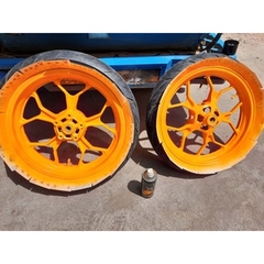 COMBO Sơn Samurai màu cam huỳnh quang 55 gồm 4 chai đủ quy trình  (Lót  – Nền UC1002- Màu 55 - Bóng )
