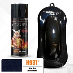 COMBO Sơn SAMURAI màu đen pha lê xanh H931 gồm 4 chai đủ quy trình độ bền cao(Lót - Nền 109A - Màu H931 - Bóng )