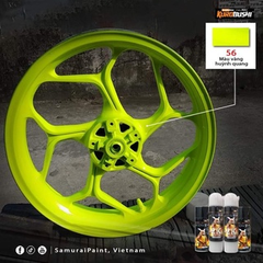 COMBO Sơn Samurai màu vàng huỳnh quang 56 gồm 4 chai đủ quy trình  (Lót– Nền UC1002- Màu 56 - Bóng )