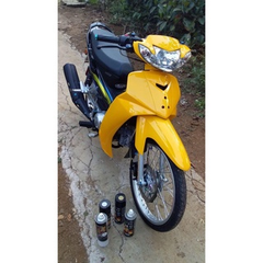 COMBO Sơn Samurai màu vàng Crôm 108 gồm 4 chai đủ quy trình độ bền cao (Lót – Nền 102 - Màu 108 - Bóng )