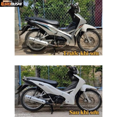 COMBO Sơn Samurai màu trắng mờ F2 gồm 3 chai đủ quy trình độ bền cao (Lót  – Nền trắng mờ F2 - Bóng mờ 128A)