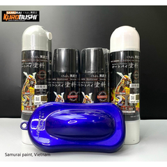 COMBO Sơn Samurai màu xanh GP Y3973 gồm 4 chai đủ quy trình độ bền cao  (Lót  – Nền 124 - Màu Y3973 - Bóng )