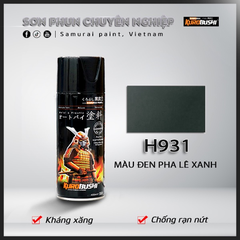 COMBO Sơn SAMURAI màu đen pha lê xanh H931 gồm 4 chai đủ quy trình độ bền cao(Lót - Nền 109A - Màu H931 - Bóng )
