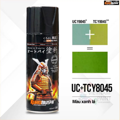 COMBO Sơn Samurai  màu xanh lá  Yamaha UC+ TC Y8045 gồm 4 chai đủ quy trình (Lót - Nền UCY8045  - Màu TCY8045 - Bóng)