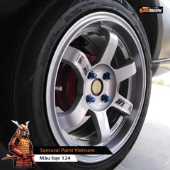 COMBO Sơn xịt SAMURAI màu 124 gồm 3 chai đủ quy trình độ bền cao (Lót – Màu bạc 124 - Bóng ) chuyên dùng cho xe máy
