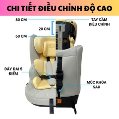 Ghế Ngồi Ô Tô Cho Bé AYAEL ISOFIX An Toàn, Chuẩn Quốc Tế R129 (1–10 Tuổi)
