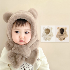 Mũ Nón Len Trùm Đầu Liền Khăn Tai Gấu Thỏ Giữ Ấm Cho Bé 6 Tháng - 2 Tuổi