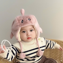 Nón Lông Cừu MẶT THÚ HÀI HƯỚC Có Dây Bảo Vệ Tai Dành Cho Bé