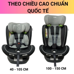 Ghế ngồi ô tô cho bé AYAEL Xoay 360 Chốt ISOFIX An toàn, Chuẩn Châu Âu R129 (0–12 tuổi)