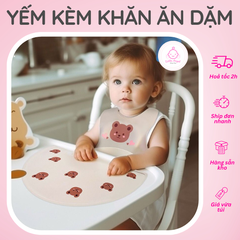 Combo Áo Yếm Kèm Khăn Lót Ăn Dặm Silicone Dành Cho Bé