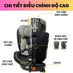Ghế ngồi ô tô cho bé AYAEL Xoay 360 Chốt ISOFIX An toàn, Chuẩn Châu Âu R129 (0–12 tuổi)