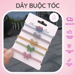 Thun Buộc Tóc Trơn Hình Nơ Màu Ngẫu Nhiên