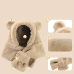 Mũ Nón Len Trùm Đầu Liền Khăn Tai Gấu Thỏ Giữ Ấm Cho Bé 6 Tháng - 2 Tuổi
