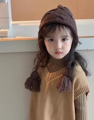 Mũ Nón Len Dệt Kim Cô Bé Bán Diêm Đáng Yêu Giữ Ấm Cho Bé