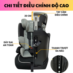 Ghế Ngồi Ô Tô Cho Bé AYAEL Dây Đai 5 Điểm An Toàn, Chuẩn Quốc Tế R129 (1–10 Tuổi)