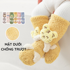 Tất Vớ Lông Cừu Dày Hình Thú Giúp Giữ Ấm Chân Cho Bé Freesize