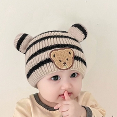 Nón Len Hình Gấu Xoăn 2 Quả Bông Đáng Yêu Giữ Ấm Cho Bé