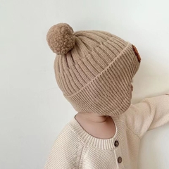 Nón Len Hình Gấu Xoăn 2 Quả Bông Đáng Yêu Giữ Ấm Cho Bé