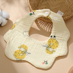 Yếm Cổ Tròn Xoay 360 Độ Cho Bé Bằng 6 lớp Cotton Thấm Hút Tốt An Toàn Cho Da Bé