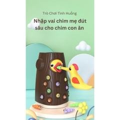 Đồ Chơi Giáo Dục Trẻ Em Thông Minh Bộ Chim Gõ Kiến Bắt Sâu Cho Bé Phát Triển Trí Tuệ
