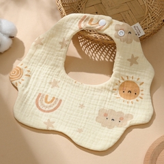 Yếm Cổ Tròn Xoay 360 Độ Cho Bé Bằng 6 lớp Cotton Thấm Hút Tốt An Toàn Cho Da Bé