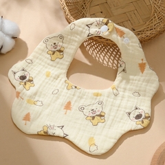 Yếm Cổ Tròn Xoay 360 Độ Cho Bé Bằng 6 lớp Cotton Thấm Hút Tốt An Toàn Cho Da Bé