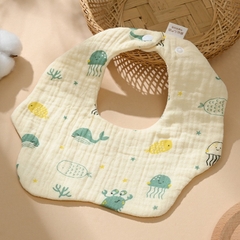 Yếm Cổ Tròn Xoay 360 Độ Cho Bé Bằng 6 lớp Cotton Thấm Hút Tốt An Toàn Cho Da Bé