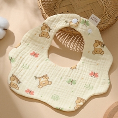 Yếm Cổ Tròn Xoay 360 Độ Cho Bé Bằng 6 lớp Cotton Thấm Hút Tốt An Toàn Cho Da Bé