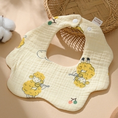 Yếm Cổ Tròn Xoay 360 Độ Cho Bé Bằng 6 lớp Cotton Thấm Hút Tốt An Toàn Cho Da Bé