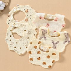 Yếm Cổ Tròn Xoay 360 Độ Cho Bé Bằng 6 lớp Cotton Thấm Hút Tốt An Toàn Cho Da Bé