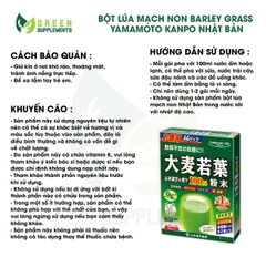 Bột Lúa Mạch Non Barley Grass Nguyên Chất Yamamoto Kanpo Nhật Bản