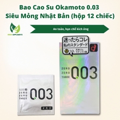 Bao Cao Su Okamoto 0.03 Siêu Mỏng Nội Địa Nhật Bản (hộp 12 chiếc)