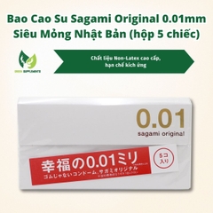 Bao Cao Su Sagami Original 0.01mm Non-Latex Cao Cấp Siêu Mỏng Nhật Bản (hộp 5 chiếc)