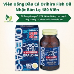 Viên Uống Dầu Cá Orihiro Fish Oil Bổ Sung Omega-3 (EPA, DHA) Nhật Bản Lọ 180 Viên