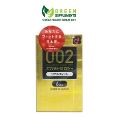 Bao Cao Su Okamoto 0.02 Real Fit Ôm Sát Mềm Mại (Hộp 6 Chiếc)