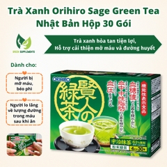Trà Xanh Orihiro Sage Green Tea Cải Thiện Mỡ Máu Và Đường Huyết Hộp 30 Gói
