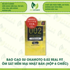Bao Cao Su Okamoto 0.02 Real Fit Ôm Sát Mềm Mại Nội Địa Nhật Bản (hộp 6 chiếc)