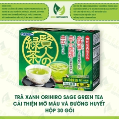 Trà Xanh Orihiro Sage Green Tea Cải Thiện Mỡ Máu Và Đường Huyết Hộp 30 Gói