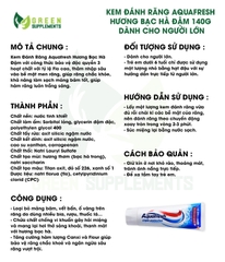Kem Đánh Răng Aquafresh Hương Bạc Hà Đậm 140g Dành Cho Người Lớn
