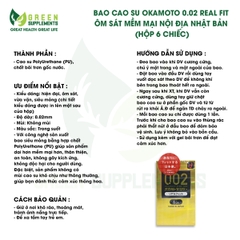 Bao Cao Su Okamoto 0.02 Real Fit Ôm Sát Mềm Mại Nội Địa Nhật Bản (hộp 6 chiếc)