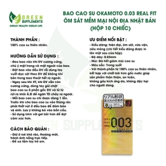 Bao Cao Su Okamoto 0.03 Real Fit Ôm Sát Mềm Mại Nội Địa Nhật Bản (hộp 10 chiếc)