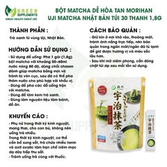 Bột Matcha Dễ Hòa Tan Morihan Uji Matcha Nhật Bản Túi 30 Thanh 1,8g