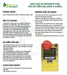 Bao Cao Su Okamoto 0.02 Real Fit Ôm Sát Mềm Mại (Hộp 6 Chiếc)