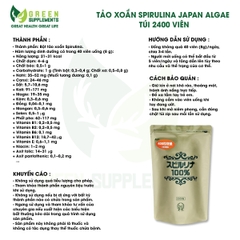 Tảo Xoắn Spirulina Japan Algae Túi 2400 Viên